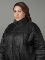 Women's Standard Length Standard Length Solid Oversized Fit Full Sleeve Collar Nylon Jacket - Image 2