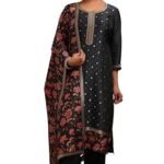 Womens Dola Silk Zari Woven Suit Set With Sequins