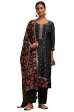 Womens Dola Silk Zari Woven Suit Set With Sequins