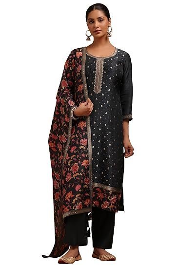 aaa1.jpg Womens Dola Silk Zari Woven Suit Set With Sequins - Image 1