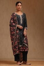 Womens Dola Silk Zari Woven Suit Set With Sequins - Image 3