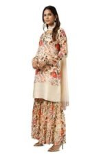 Womens Chinon Floral Print Suit Set With Mirror And Cutdana - Image 2