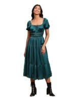 Teal Solid Satin Dress