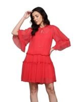 Red Priscilla Short Dress with Camisole - Image 2