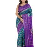 Women's SAREE WITH FLORAl MOTIFS ALL OVER THE SAREE WITH CONTRAST PURPLE HEAVY WEAVING BORDER AND PALLU COMES WITH PURPLE BLOUSE