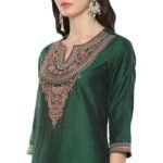 Women Poly Viscose Straight Embroidery Kurta Slim Pants Suit Set - Image 4