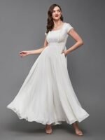 Women's Square Neck Self Designed Maxi Dress - Image 3