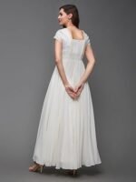 Women's Square Neck Self Designed Maxi Dress - Image 4