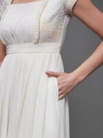 Women's Square Neck Self Designed Maxi Dress - Image 2