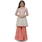 Printed Cotton Round Neck Women Salwar Kurta Dupatta Set