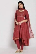 Women Cotton Anarkali Kurta Churidar Suit Set - Image 4