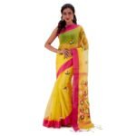 Women's Muslin Silk Handloom Bengal Resham Dhakai Jamdani Saree