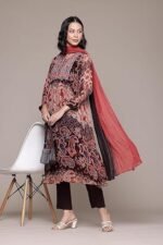 Black Cashmere Kurta With Pant And Dupatta - Image 4