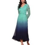 Teal Ombre Long Dress