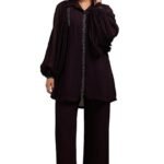 Womens Georgette Solid Co-Ord Set With Mukaish Work