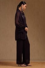 Womens Georgette Solid Co-Ord Set With Mukaish Work - Image 2