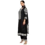 Women's Black Viscose Blend Straight Suit Set_42 - Image 2