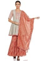 WOMEN PRINTED RELAXED SALWAR KURTA DUPATTA(SKDBANDHAN7873_AQUA CORAL_42)