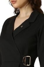 Women Black Solid Formal Dress - Image 4