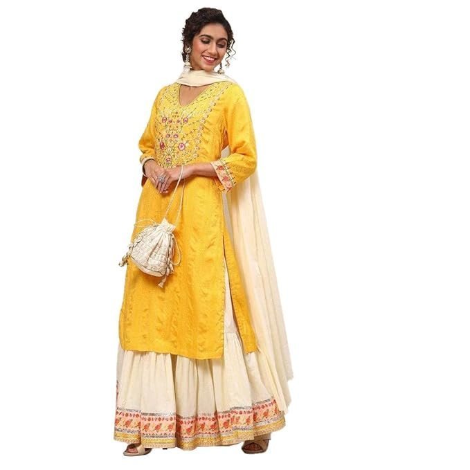 uu1-1.jpg Women Viscose Straight Kurta Skirt Suit Set - Image 1