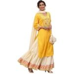 Women Viscose Straight Kurta Skirt Suit Set - Image 3