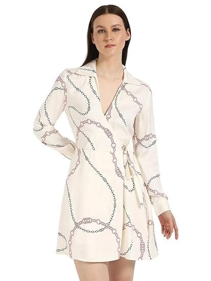 v1-1.jpg Viscose Spread Collar Wrap Dress - Image 1