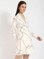 Viscose Spread Collar Wrap Dress - Image 4