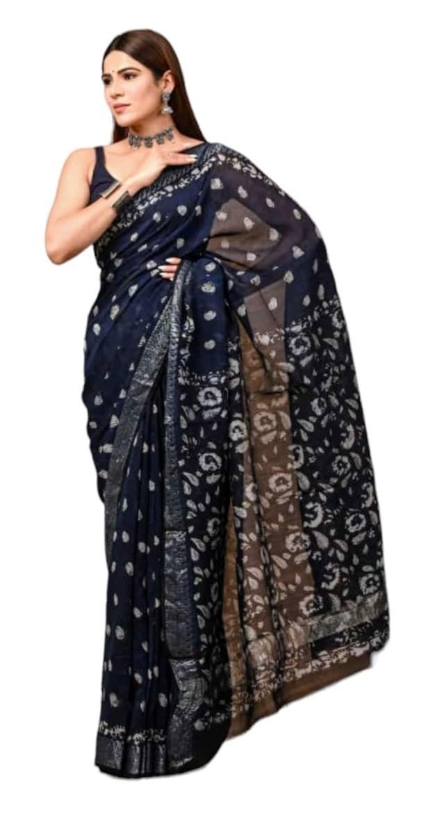 womens-hand-block-printed-maheshwari-silk-saree-63-m-including-blouse-piece.jpg Women's hand block printed silk saree 6.3 m including blouse piece - Image 1