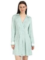 Viscose Spread Collar A-Line Dress