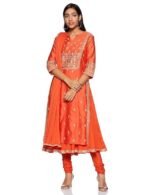 Women Cotton Blend Silk Flared Kurta Churidar Suit Set - Image 4