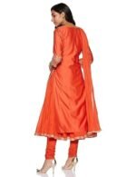 Women Cotton Blend Silk Flared Kurta Churidar Suit Set