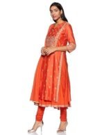 Women Cotton Blend Silk Flared Kurta Churidar Suit Set - Image 2