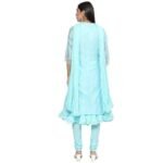 Embroidered Poly Cotton Mandarin Women's Salwar Kurta Dupatta Set - Image 3